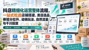 李哥电商-抖店精细化运营整体流程,一站式吃透店铺搭建、类目选品、体验分拉升、动销玩法、自然流量与千川投放-虚拟资源库