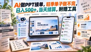 AI做PPT接单,旺季单子做不完,日入500+,当天结算,附赠工具【揭秘】-虚拟资源库