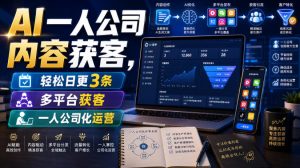 AI一人公司内容获客,轻松日更3条,多平台获客,一人公司化运营(更新0827)-虚拟资源库