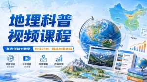 地理科普视频课程,某大佬倾力教学,伙伴计划、精选独家收益-虚拟资源库