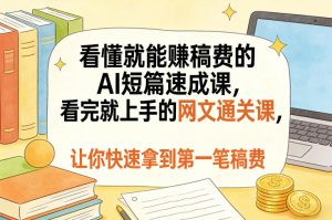 看懂就能賺稿费的AI短篇速成课,看完就上手的网文通关课,让你快速拿到第一笔稿费(更新8月)-虚拟资源库