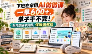 下班在家用AI做微课,一单600+,单子干不完!附内部接单资源,保姆级教程【揭秘】-虚拟资源库
