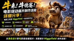 牛来!牛德赛!电影级动画片制作流程详细分享!电影工作室Higgsfield一站式创作平台,完整创作流程-虚拟资源库