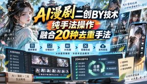 AI漫剧二创搬运技术,纯手法操作,融合20种去重手法-虚拟资源库
