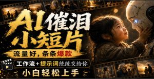 AI催泪小短片,流量好,条条爆款,工作流+提示词统统交给你,小白轻松上手-虚拟资源库