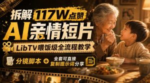 拆解117W点赞AI亲情短片,LibTV喂饭级全流程教学,分镜脚本+全套可直接复制提示词分享-虚拟资源库