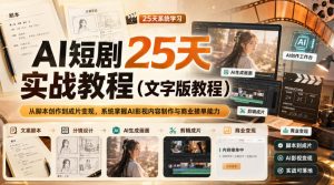 AI短剧25天实战教程(文字版教程),从脚本创作到成片变现,系统掌握AI影视内容制作与商业接单能力-虚拟资源库