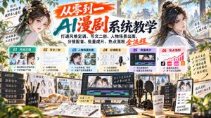从零到一AI漫剧系统教学,打通风格定调、写文二创、人物场景出图、分镜配音、批量成片、热点涨粉全流程-虚拟资源库