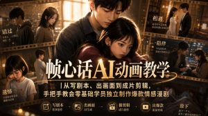 帧心话AI动画教学|从写剧本、出画面到成片剪辑,手把手教会零基础学员独立制作爆款情感漫剧-虚拟资源库