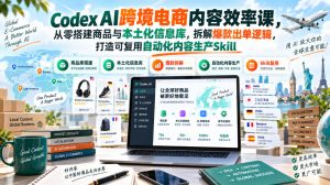 Codex AI跨境电商内容效率课,从零搭建商品与本土化信息库,拆解爆款出单逻辑,打造可复用自动化内容生产Skill-虚拟资源库