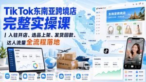 TikTok东南亚跨境店完整实操课|入驻开店、选品上架、发货回款、达人流量全流程落地-虚拟资源库