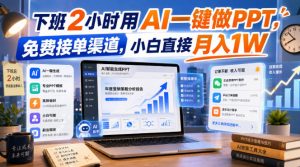 下班2小时用AI一键做PPT,免费接单渠道,小白直接月入1W【揭秘】-虚拟资源库