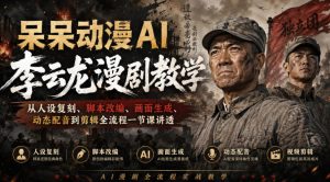 呆呆动漫AI李云龙漫剧教学,从人设复刻、脚本改编、画面生成、动态配音到剪辑全流程一节课讲透-虚拟资源库