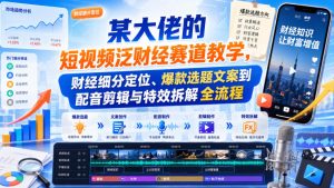 某大佬的短视频泛财经赛道教学,财经细分定位、爆款选题文案到配音剪辑与特效拆解全流程-虚拟资源库