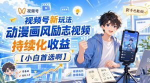 视频号新玩法动漫画风励志视频,持续化收益【小白首选啊】-虚拟资源库