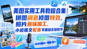 美图实用工具教程合集|拼图调色修图特效,照片趣味加工,小说推文配音零基础实操教学-虚拟资源库