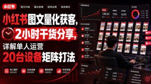 小红书图文量化获客,2小时干货分享,详解单人运营20台设备矩阵打法-虚拟资源库