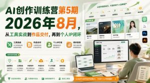 AI创作训练营第5期2026年8月,从工具实战到作品交付,再到个人IP闭环(更新0904)-虚拟资源库