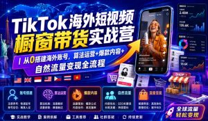 TikTok海外短视频橱窗带货实战营|从0搭建海外账号,算法运营+爆款内容+自然流量变现全流程-虚拟资源库