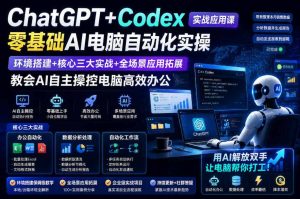 ChatGPT+Codex实战应用课|零基础AI电脑自动化实操,环境搭建+核心三大实战+全场景应用拓展,教会AI自主操控电脑高效办公-虚拟资源库