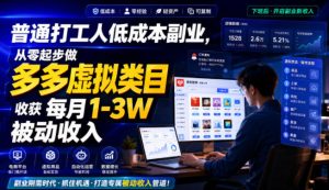 普通打工人低成本副业,从零起步做多多虚拟类目,收获每月1-3W被动收入【揭秘】-虚拟资源库