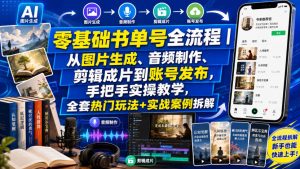 零基础书单号全流程|从图片生成、音频制作、剪辑成片到账号发布,手把手实操教学,全套热门玩法+实战案例拆解-虚拟资源库