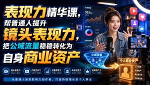 表现力精华课,帮普通人提升镜头表现力,把公域流量稳稳转化为自身商业资产-虚拟资源库