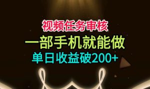 视频任务审核,一部手机就能做,简单上手,单日收益破200+【揭秘】-虚拟资源库