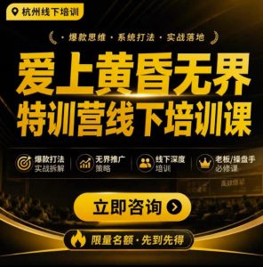 爱上黄昏无界特训营AI推广实战7月27-30杭州线下课,AI落地淘宝最完整的课程,学天猫淘宝的老板必看-虚拟资源库