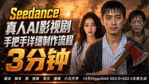 3分钟真人AI影视剧怎么做?SD 2.0手把手完整制作流程|Higgsfield 14天SD 2.0/2.5无限生成-虚拟资源库
