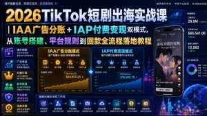 2026TikTok短剧出海实战课｜IAA广告分账+IAP付费变现双模式，从账号搭建、平台规则到回款全流程落地教程-虚拟资源库